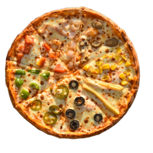 delicious pizza rotating on a img background